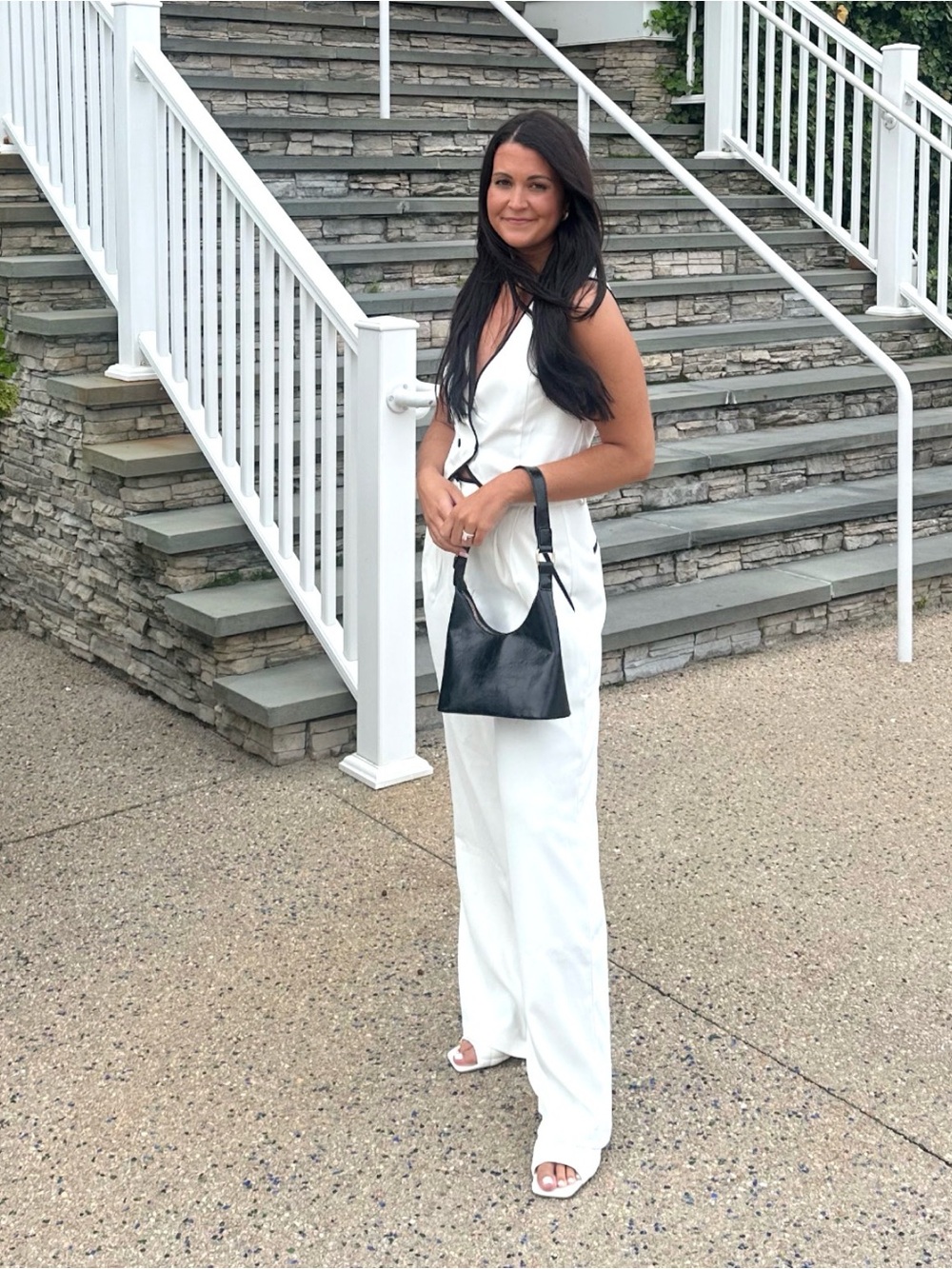 White and Black Pant Set